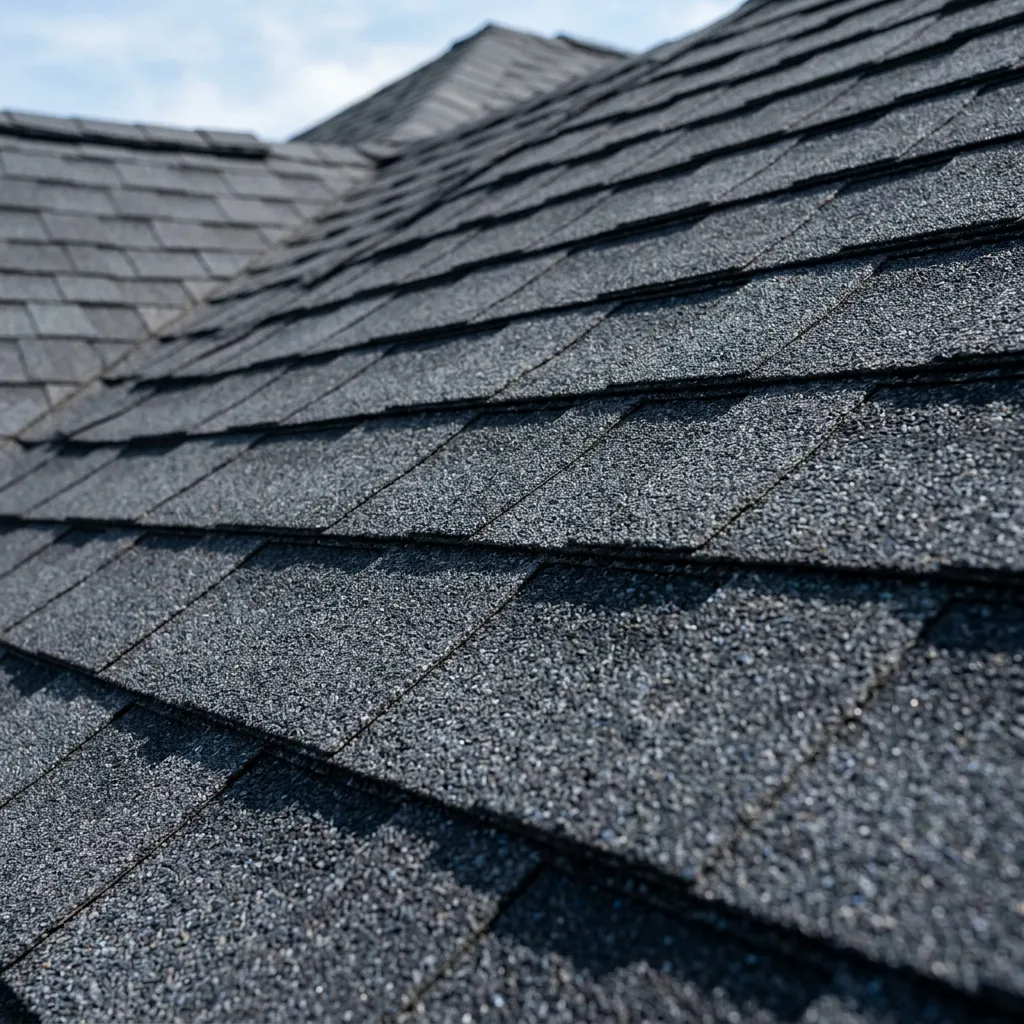 Close-up of CertainTeed Landmark Pro architectural shingles showing high-contrast dimensional shading and texture.